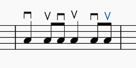 Shuffle pattern (long short short long short short) for violin bowing